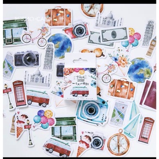Set 45 sticker miếng dán Travel Background
