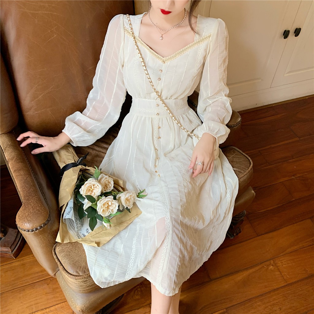 (Order Quảng Châ) Đầm tiểu thư voan dáng dài phong cách thanh lịch | BigBuy360 - bigbuy360.vn