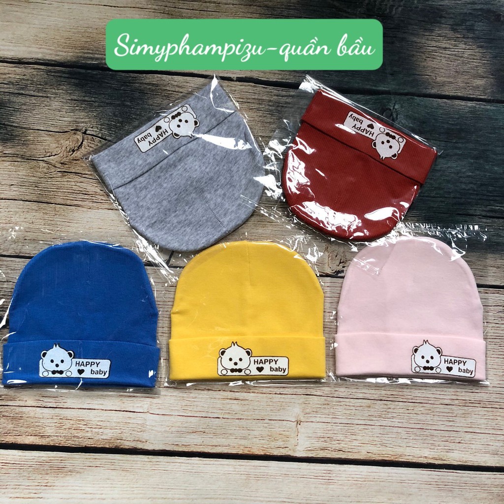 Mũ cotton sơ sinh cao cấp cho bé