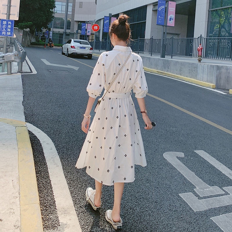 Đầm Sơ Mi Cổ POLO Chiết Eo Thiết Kế Dễ Thương