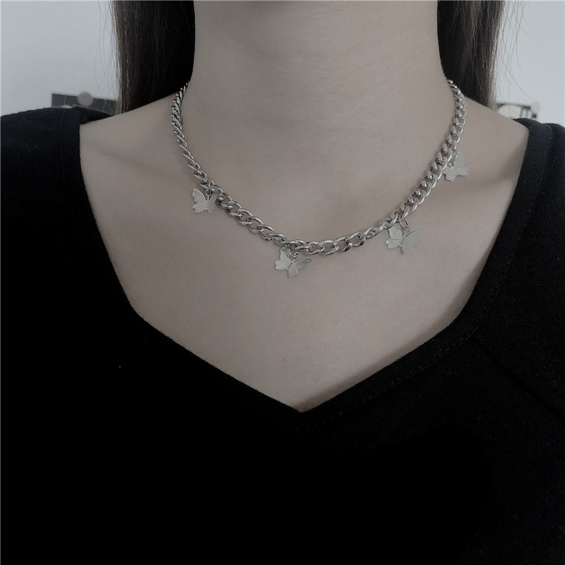 Dây Chuyền Thép Titan 22388 Mặt Hình Bướm Phong Cách Hàn Quốc Xinh Xắn Dễ Phối Đồ