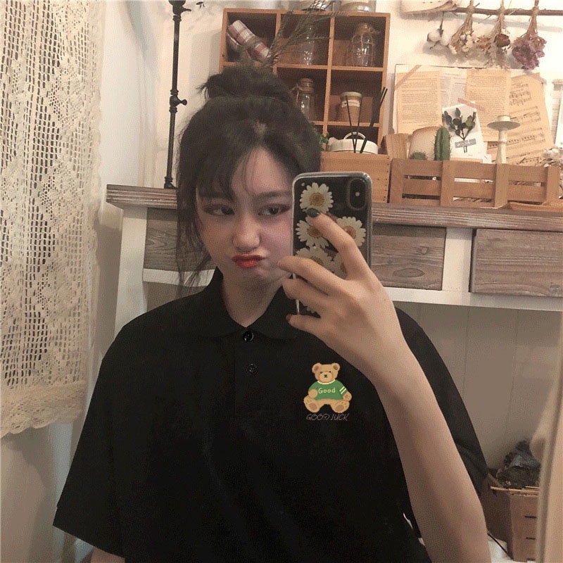 Áo polo nữ form rộng có cổ đẹp chất cotton form unisex PL045 Miucho in Graphic