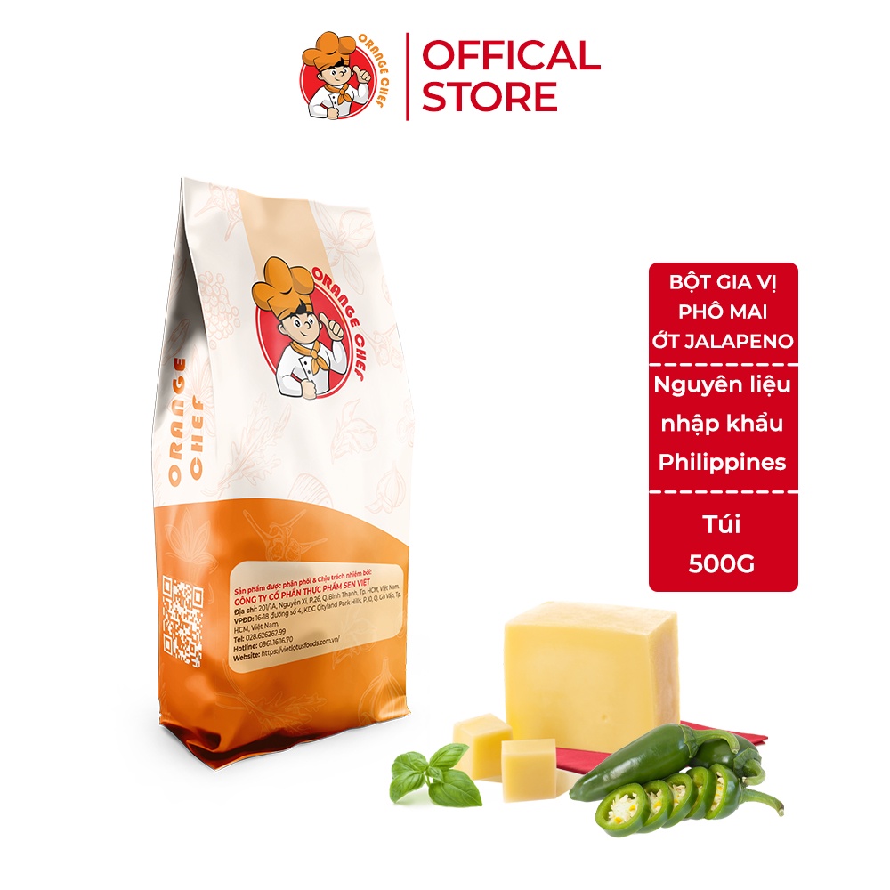 Bột Gia Vị Phô Mai &amp; Ớt Jalapeno Orange Chef - 500g Túi