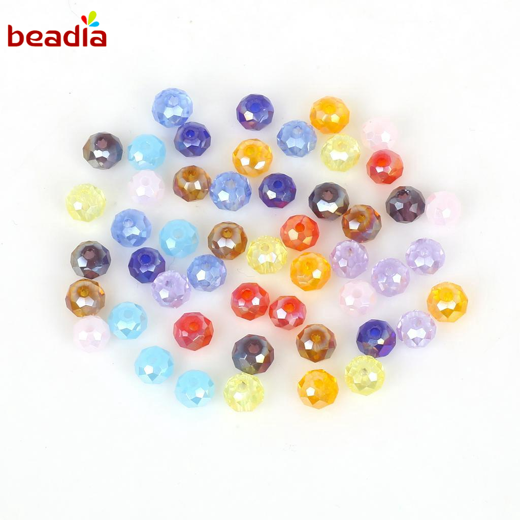 Beadia Bộ 95 Hạt Pha Lê Lấp Lánh Nhiều Màu Sắc Kích Thước 6mm Dùng Làm Trang Sức