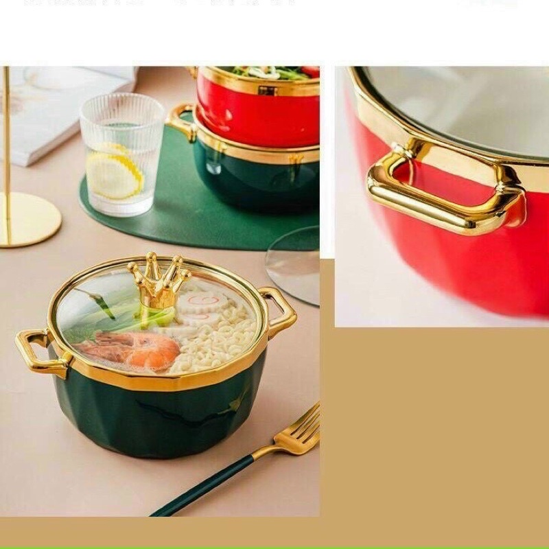 Nồi sứ cao cấp chống dính size 16 có nắp đậy sang trọng