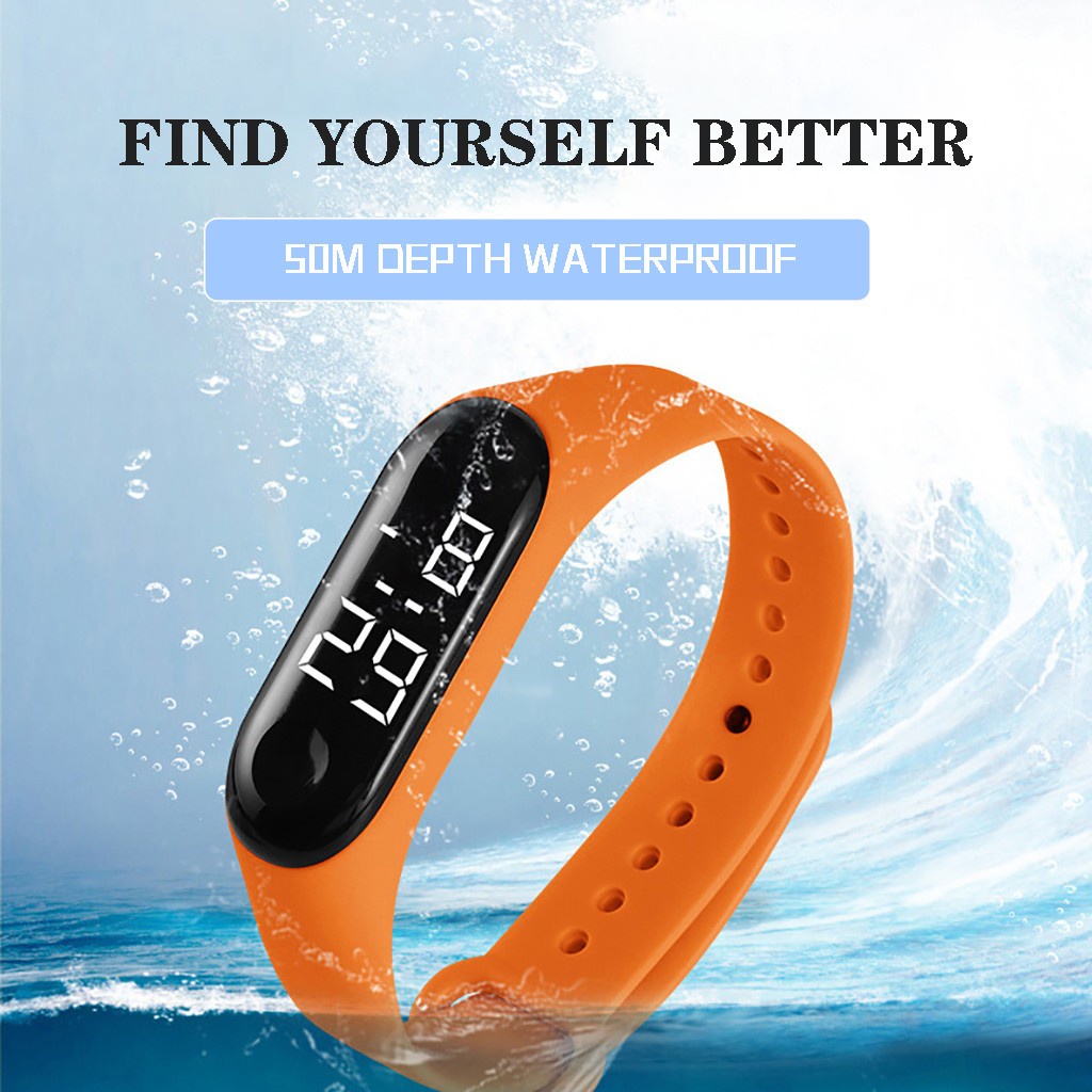 Đồng Hồ Đeo Tay Điện Tử Led Dây Silicone Cảm Ứng Thời Trang Cho Nam Nữ
