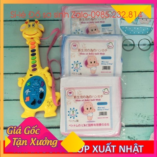 Khăn xô sữa xuất Nhật 3 lớp trắng viền màu túi 10 khăn