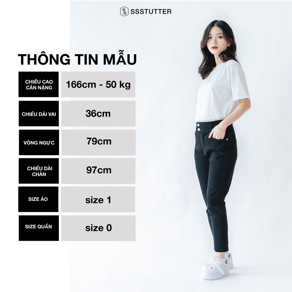 Quần jeans nữ SSSTUTTER cạp cao ống ôm High Waist Jeans