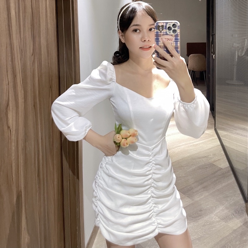 Đầm ôm dự tiệc tay dài màu trắng Tuxilover - Scarlet Dress