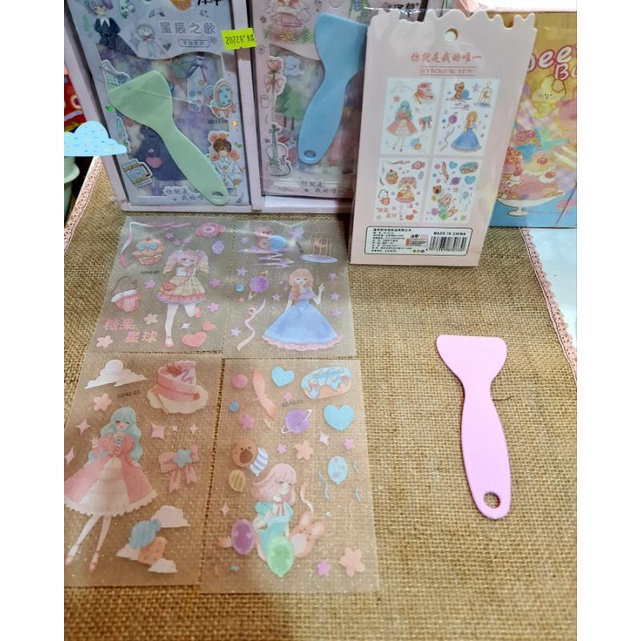 Vỉ 4 tờ sticker đẹp size 19cm  tặng cây đẩy sticker mã Wfsn001-2020