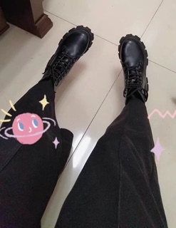 Boots giày da đế độn 5cm phối chun thời trang ( có ảnh thật )