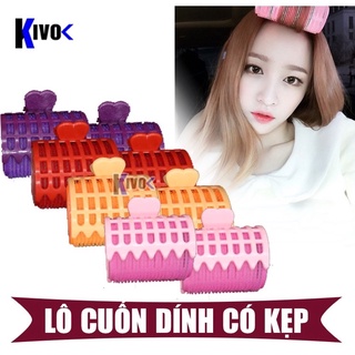 Lô uốn tóc / uốn mái / gợn sóng tự dính có kẹp giữ - nam nữ - ống quấn tóc không dùng nhiệt - lô cuốn xoăn - kivo