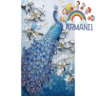 Set tranh đính đá tự làm 5D hình chim công 30x50cm