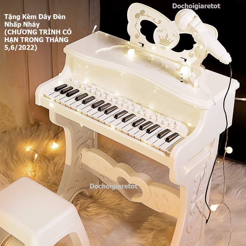 (sẵn) Bộ Đàn Piano Mini cho bé kèm mic thu âm, có kết nối điện thoại, bàn phím chữ Tiếng Anh cao cấp - nhạc cụ 37 phím