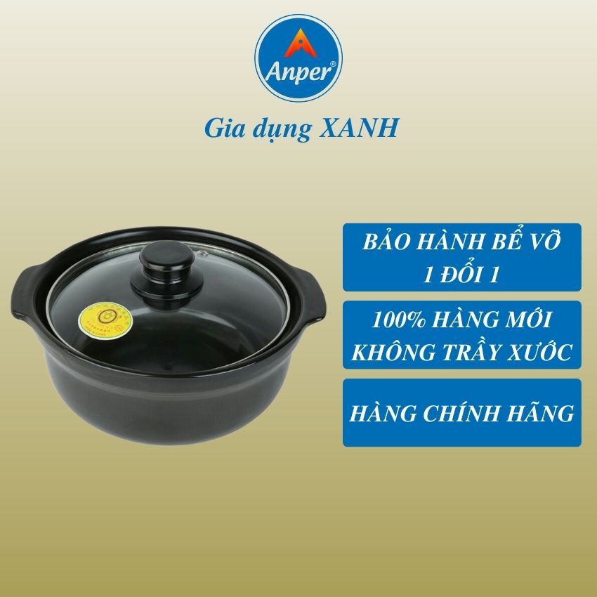 Nồi đất ANPER Loại 1 Size 0.5L 1L 1.5L 2L 3L (KO BẾP TỪ) nồi đất nấu mì cay kho quẹt kiểu nồi đất hàn quốc