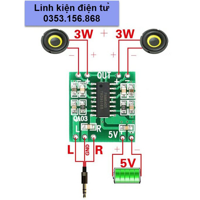 Mạch khuếch đại âm thanh PAM8403 8403 class D 2 kênh 6W