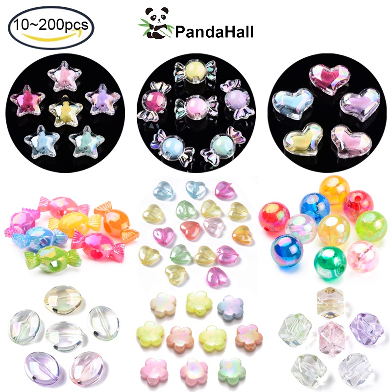 Set 10 ~ 500 hạt acrylic hình trái tim/ngôi sao mạ màu AB/mờ đục dùng làm trang sức thủ công DIY