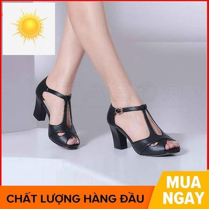 ️🥇 Giày cao gót nữ đẹp đế vuông 5 phân hàng hiệu rosata màu đen ro45 ️🥇