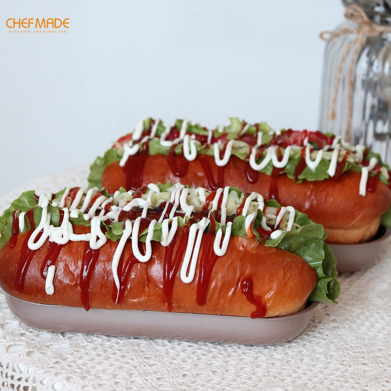 Khuôn làm bánh mì hotdog CHEFMADE WK9105 hình oval không dính kích thước 7 inch