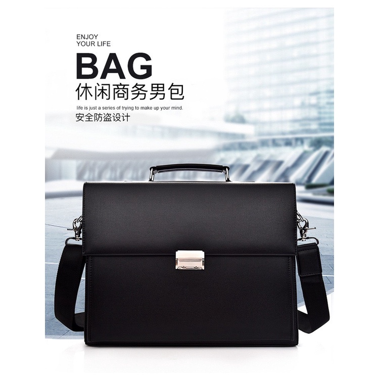 Túi xách cặp công sở da bò T54 khóa số 38x30x8cm bảo hành da 12 tháng (Nâu-Đen) | BigBuy360 - bigbuy360.vn