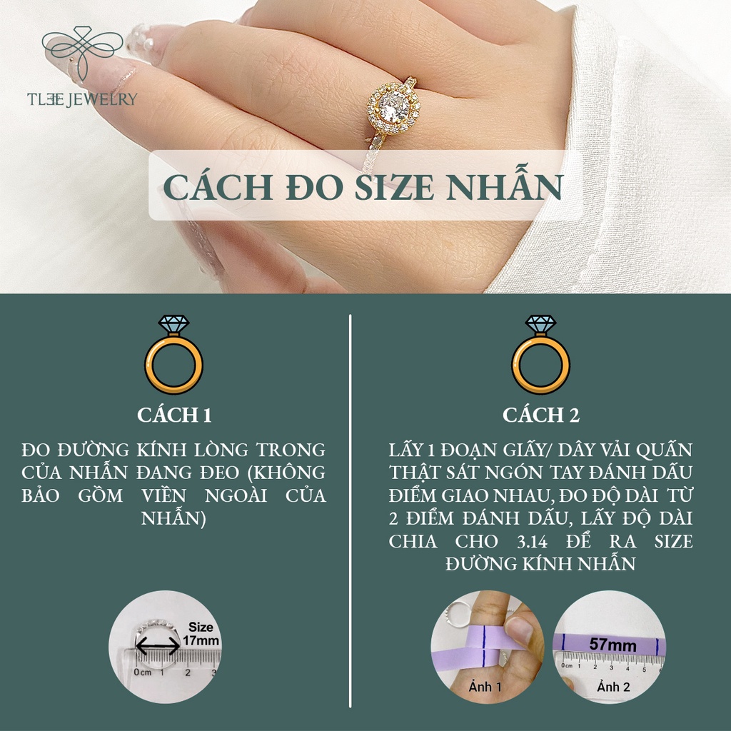 Nhẫn bạc nữ TLEE đá tròn mạ vàng 14k sang trọng NCJ A0131