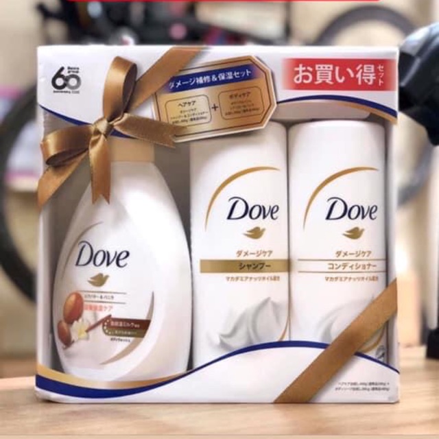 Set Dove 3 gội - xả - tắm Nhật Bản