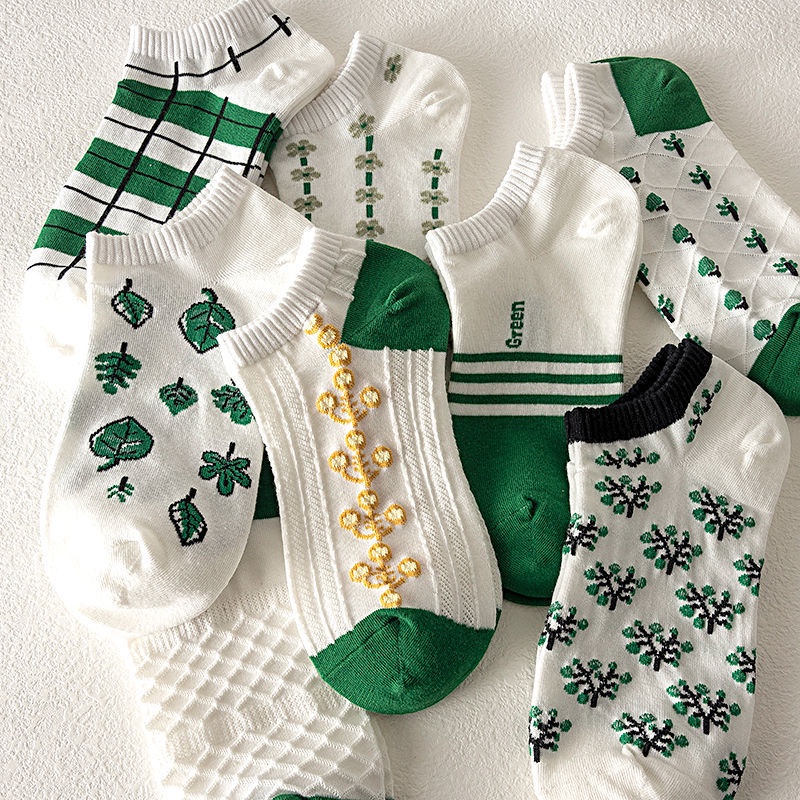 Vớ Ngắn Mỏng Màu Xanh Lá Dễ Thương Phong Cách Nhật Bản Thời Trang Mùa Hè Cho Nữ