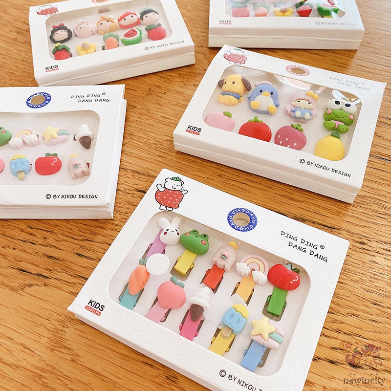 Set 10/ 8 kẹp tóc/ dây buộc tóc hình động vật hoạt hình xinh xắn cho bé gái