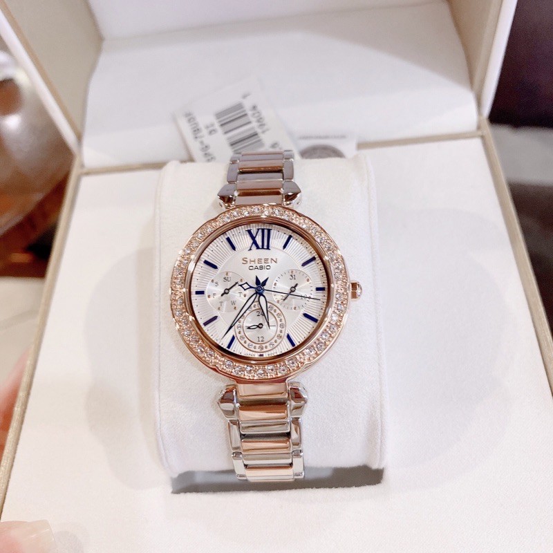 Đồng hồ kim nữ dây thép Casio SHEEN SHE 3061PSG 7B