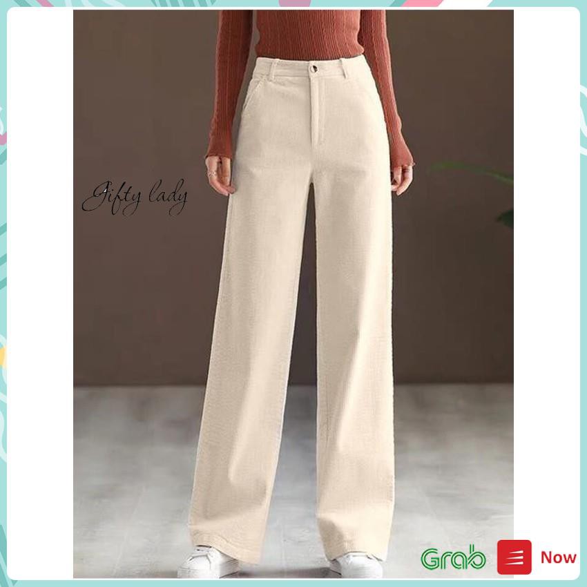 Quần Ống Rộng Nữ Chất Nhung Tăm Có Khóa Kéo, Quần Ống Suông Culottes Lưng Cao, Form Dài Tôn Dáng, Vải Đẹp, Giftylady | BigBuy360 - bigbuy360.vn