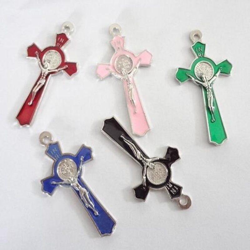 Set 10 Mặt Vòng cổ Tráng Men Hình Chúa Jesus 50x27mm