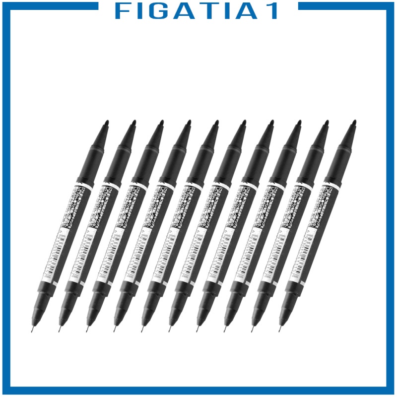 Set 10 Bút Đánh Dấu Hai Đầu Màu Đen Chống Thấm Nước figatia1