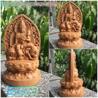 TƯỢNG GỖ ĐẶT XE HƠI PHỔ HIỀN BỒ TÁT - TƯỢNG PHẬT BẢN MỆNH TUỔI THÌN TUỔI TỴ