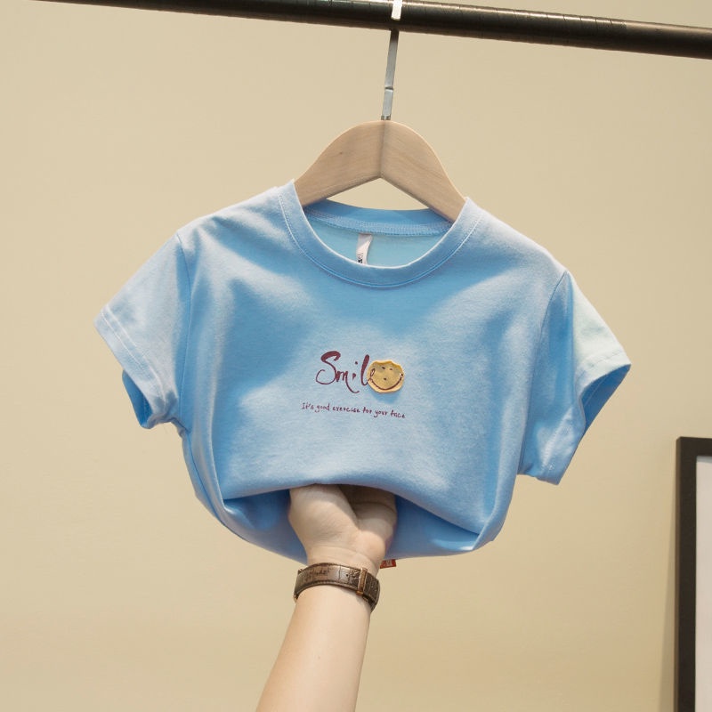 Áo thun tay ngắn vải cotton phong cách Hàn Quốc thời trang cho bé trai