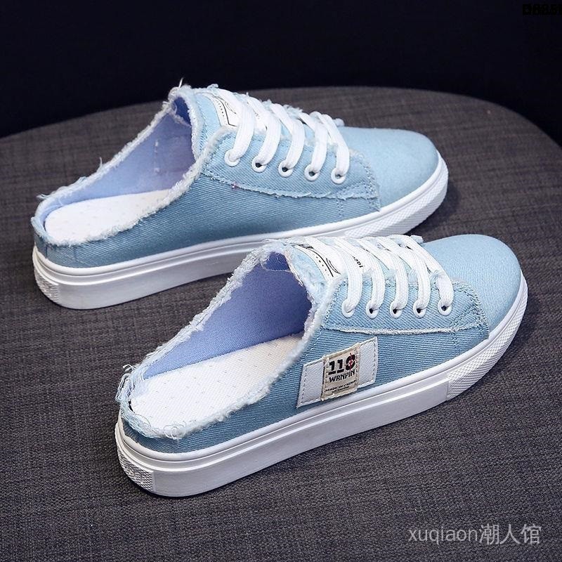 Giày Lười Canvas Đế Bằng Hở Gót Màu Trắng Thời Trang Mùa Xuân Cho Nữ | BigBuy360 - bigbuy360.vn