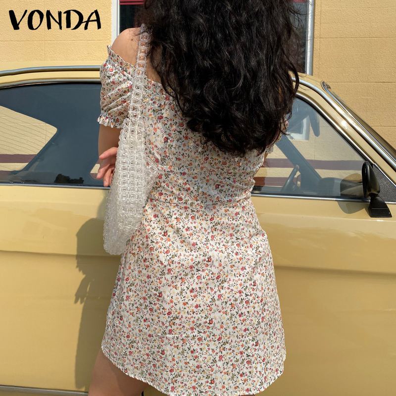 Vonda Đầm Tay Ngắn Phối Nút Họa Tiết Hoa Phong Cách Hàn Quốc Thời Trang Mùa Hè Cho Nữ | BigBuy360 - bigbuy360.vn