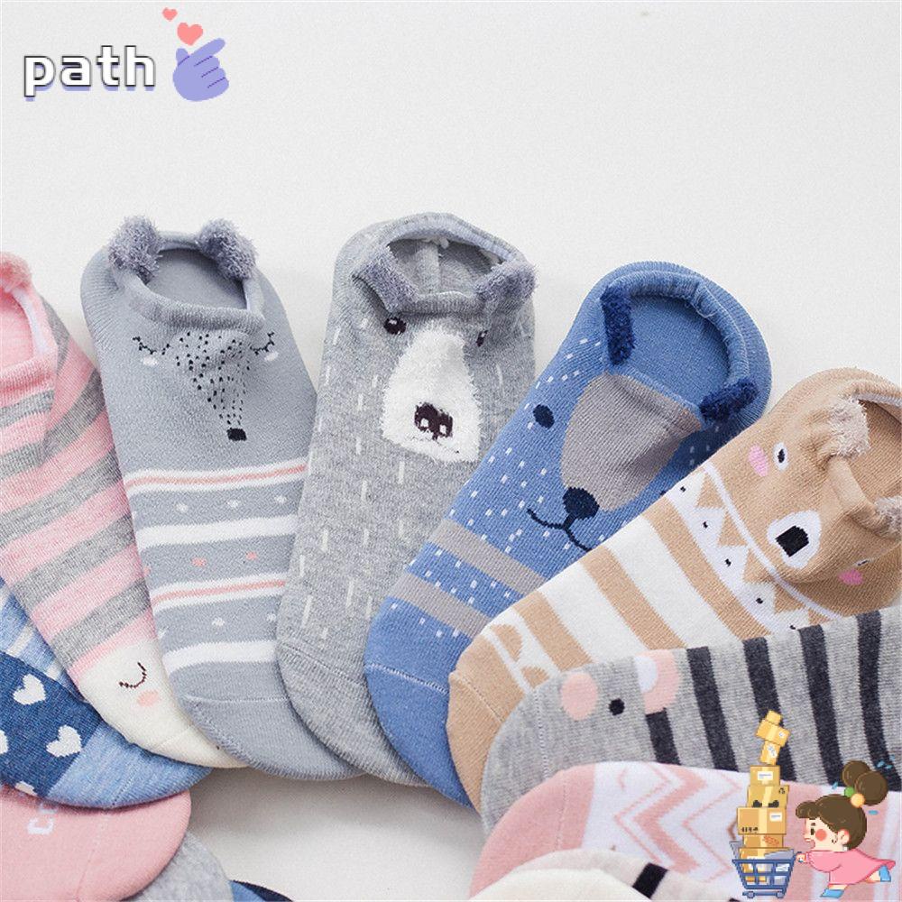 Vớ Cotton Cổ Thấp Thoáng Khí Chống Trượt Màu Trơn In Hình Chú Chó Dễ Thương Cho Nữ