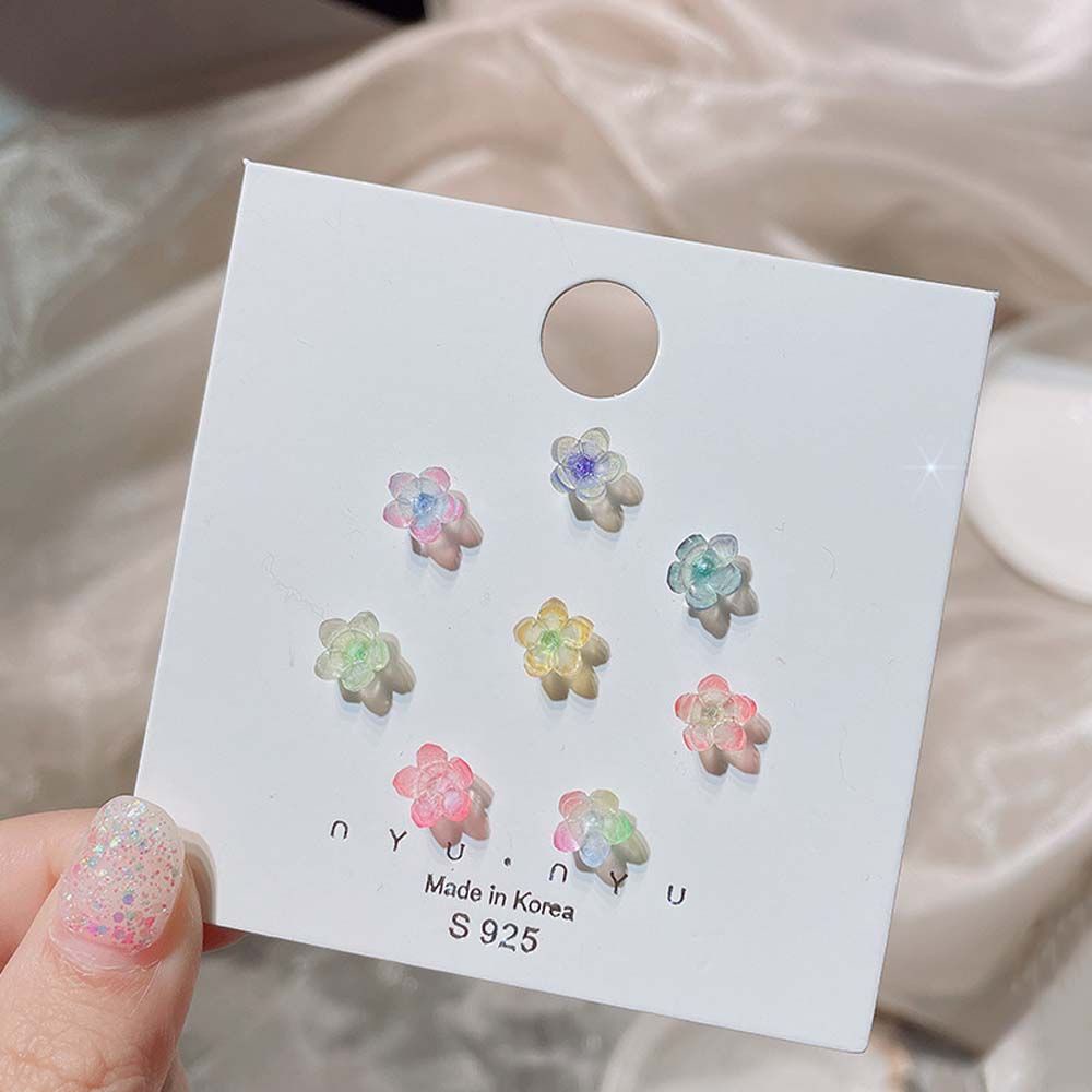 Bông tai đinh tán hình bông hoa bằng nhựa resin acrylic kiểu hình học phong cách Hàn Quốc cổ điển đơn giản cho bạn gái