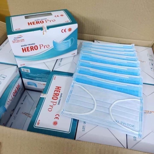 [HÀNG SẴN, HCM] KHẨU TRANG Y TẾ HERO PRO 4 LỚP KHÁNG KHUẨN HÀNG CHUẨN CÔNG TY