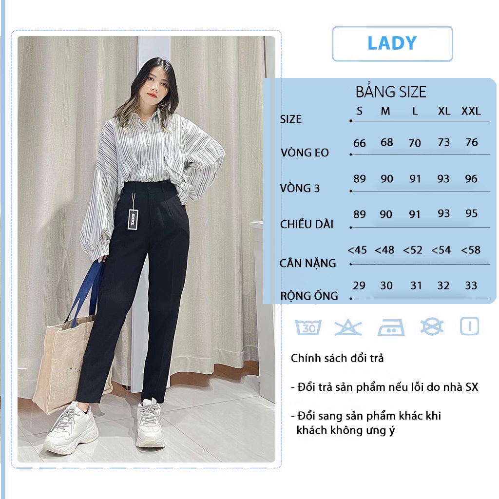 Quần vải baggy nữ lưng cao dài đẹp mặc đi học đi làm LADY BG01