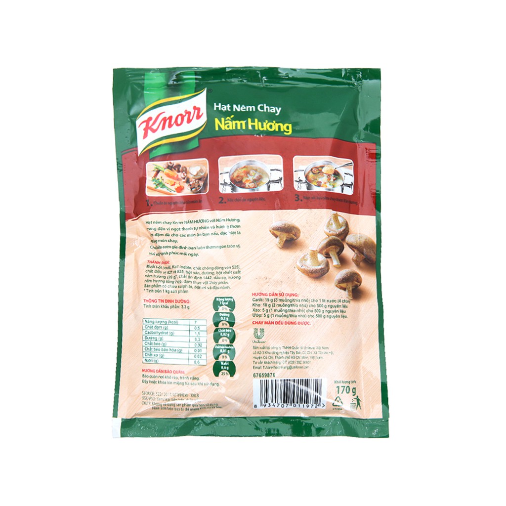 Hạt nêm chay Nấm hương Knorr gói 170g