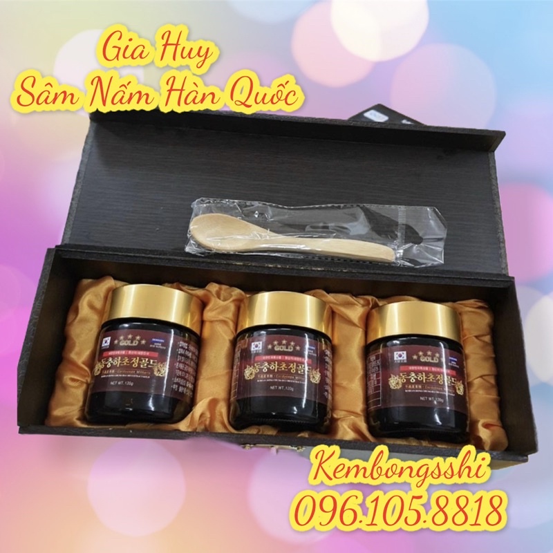 Cao Đông Trùng Hạ Thảo GOLD Hộp Gỗ Đen 3 lọ Hàn Quốc