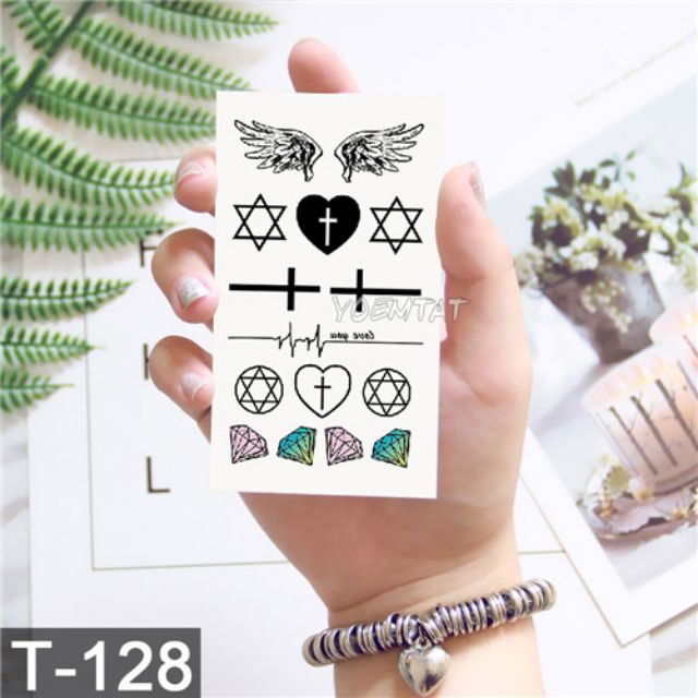 Hình xăm cao cấp t128. Xăm dán tatoo mini tạm thời, size &lt;10x6cm