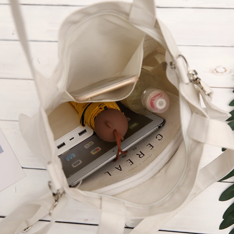 Túi Xách Canvas Đeo Vai Sức Chứa Lớn Thời Trang Cho Nữ