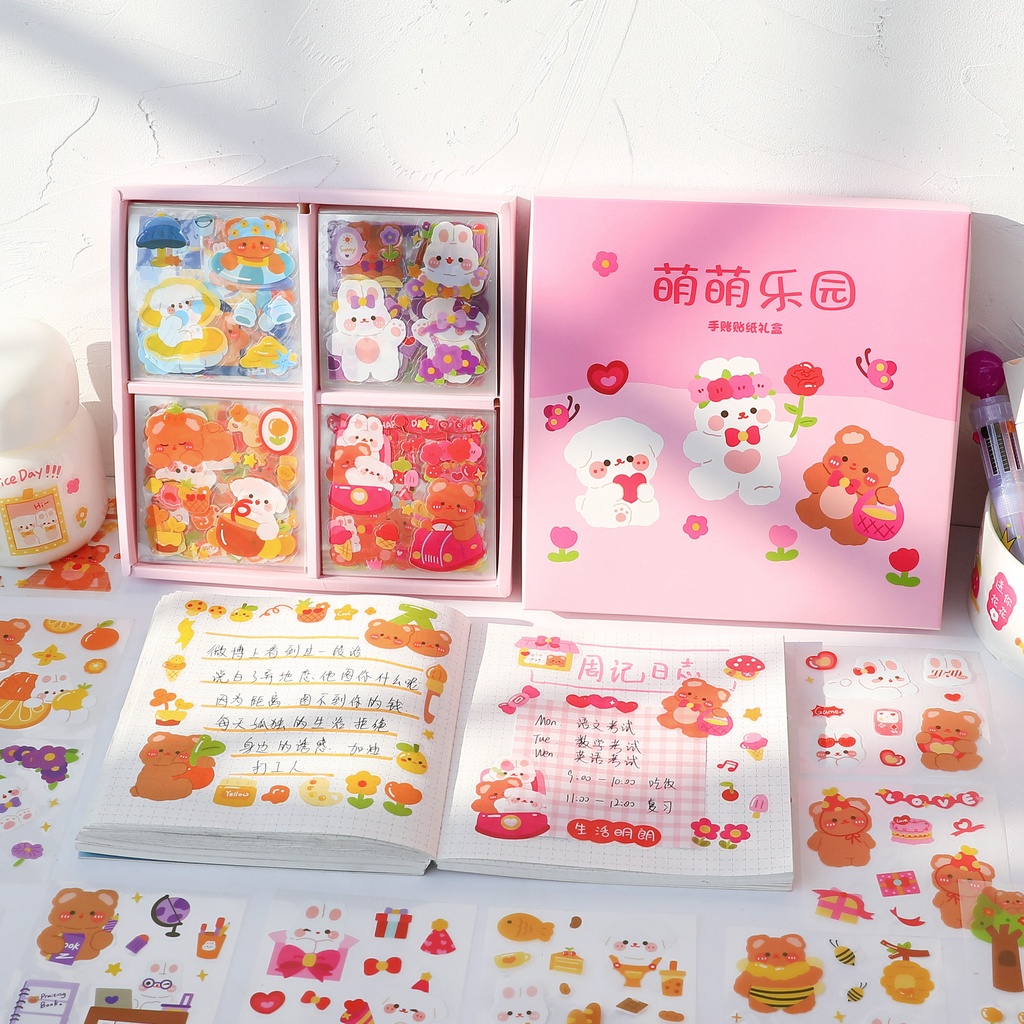 Set 100 Miếng Dán Trong Suốt Chống Nước Trang Trí Nhật Ký Dễ Thương DIY