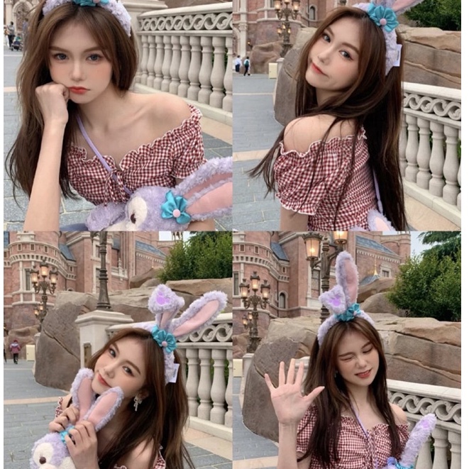 Băng Đô Cài Tóc Hình Tai Thỏ Disney Mickey Minnie Công Chúa Đáng Yêu Dành Cho Bé Gái