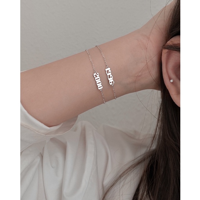 Vòng Tay/Lắc Chân Bằng Thép Không Gỉ Mặt Hình Số Năm Mới 2022 Thời Trang Cho Nữ