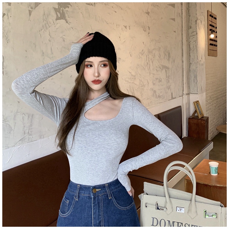 Áo thun lệch vai tay dài quyến rũ thời trang sành điệu cho nữ