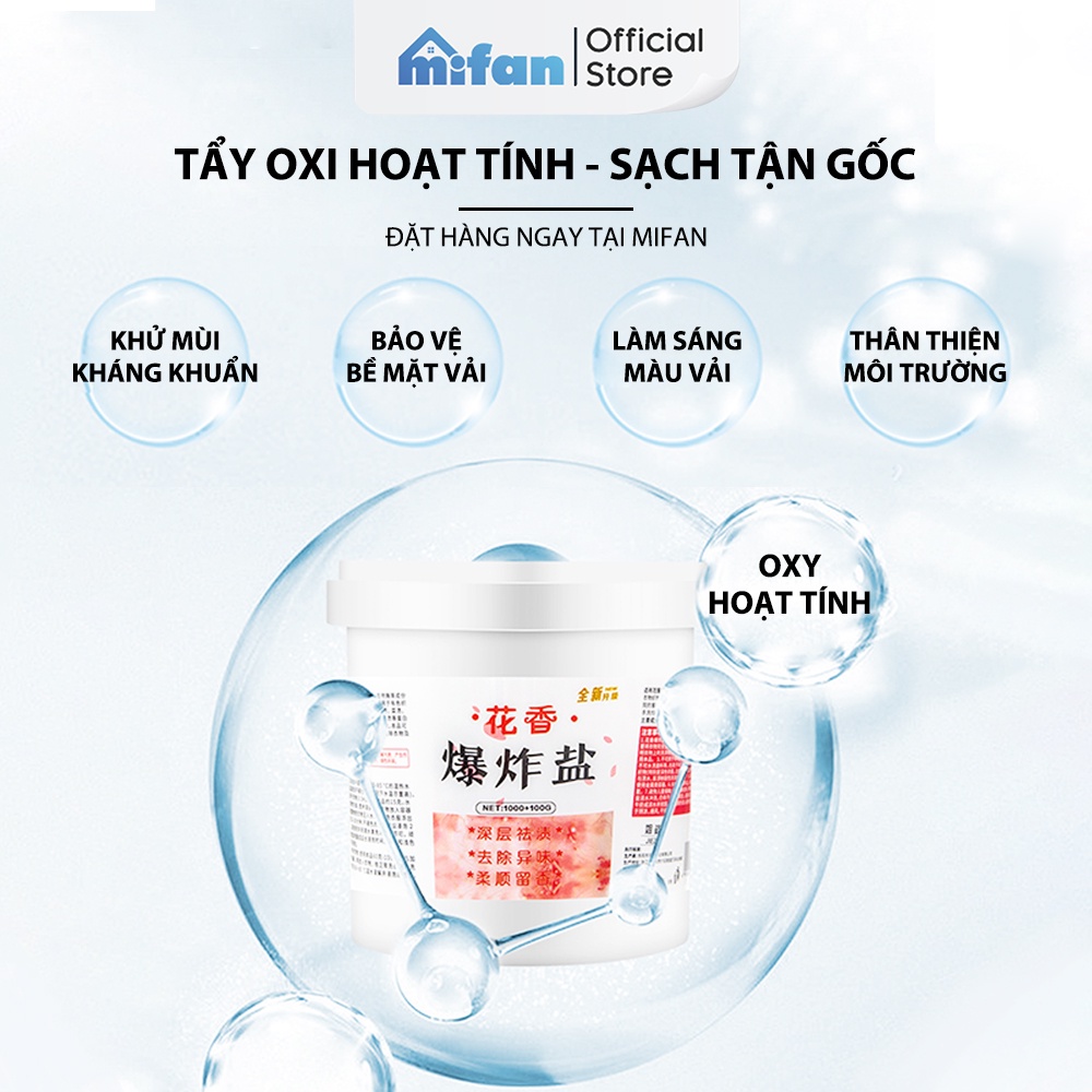 Bột Tẩy Trắng Quần Áo Thần Thánh 1100gr Mifan - Làm sạch vải ố vàng, vết bẩn khó giặt - An toàn, không phai màu