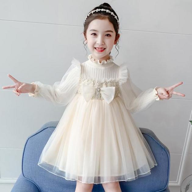 Đầm Len Phối Ren Thời Trang Mùa Thu 2020 Mới Cho Bé Gái